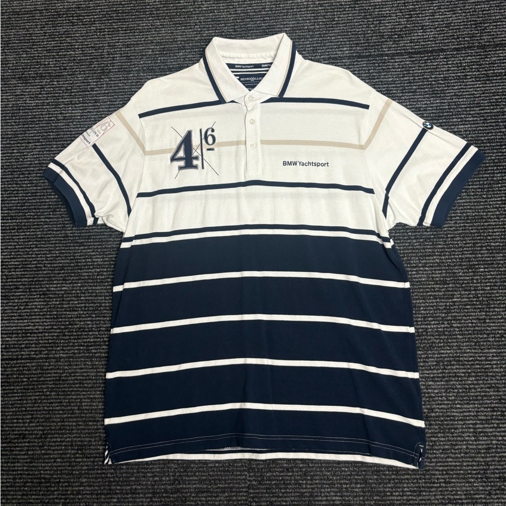BMW Yatch Sport Henri Lloyd Shirt Men 2XL White Short Sleeve Polo Sailing Rugby